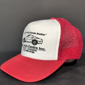 VTG,Dillion Auto Center,Red/White Men's Mesh, Snapback Trucker Hat.